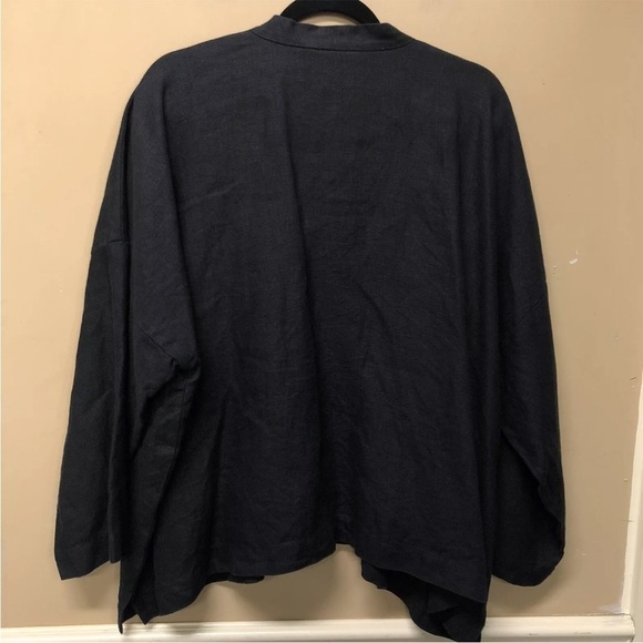 Eskandar Neiman Marcus Black Linen Open Front Jacket Size 1 - Picture 2 of 6